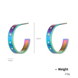 Colorful Metal Holographic Hoop Earrings Female Y2g – Gifts for Her — 8