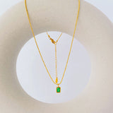 Women's Emerald Single Diamond Titanium Necklace – Jewelry Gift Ideas — 5