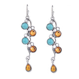 Turquoise Inlaid Tassel Long Delicate Earrings – Small Gift Ideas — 3