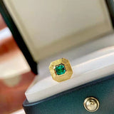 Emerald Stud Earrings Women's Sterling Silver Sun – Gifts for Her — 3