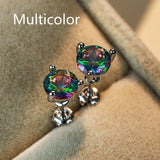 Stud Earrings Men's White Gold 8mm Diamond Three Claw – Gifts for Him — 4