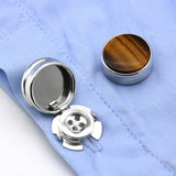 Illegal Button Men's Round Carbon Fiber Cufflink – Gifts for Him — 9