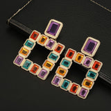 Women's New Retro Color Crystal Square Earrings – Gifts for Her — 3