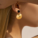 Stainless Steel Hemisphere Earrings With Natural Stone – Stylish Gifts — 1