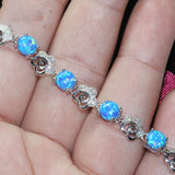 6mm Blue Opal Bracelet Silver Jewelry Colorful – Jewelry Gift Ideas — 5