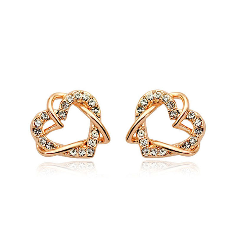 Luxury Gold Heart Rose Gold Color Stud Earrings – Practical Gifts — 1
