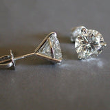 Stud Earrings Men's White Gold 8mm Diamond Three Claw – Gifts for Him — 5
