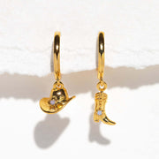 Gold Plated Denim Boots Hat Pendant Earrings – Jewelry Gift Ideas — 10