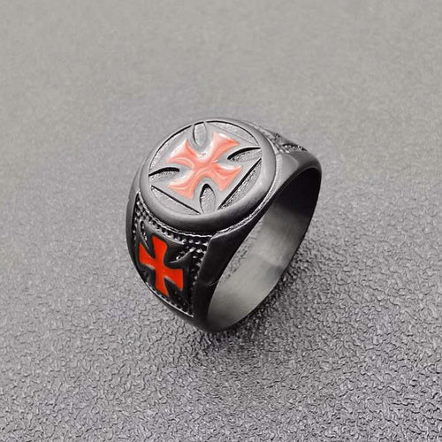 Cross Men's Black Titanium Steel Ring – Gifts for Him — 2