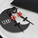 Gothic Sword Cherry Blossom Earrings Women Wish Retro – Gifts for Her — 2