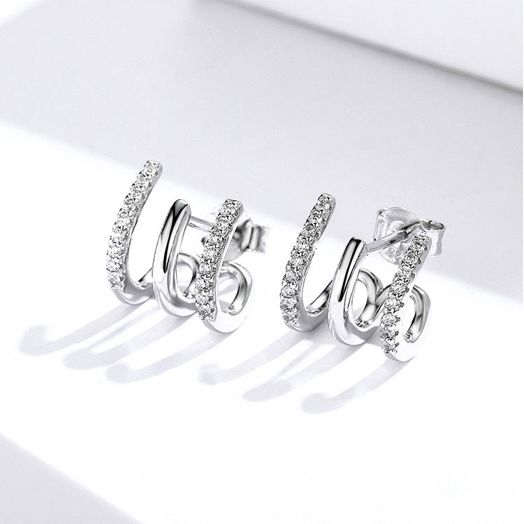 Three-layer silver earrings – Practical Gifts — 1