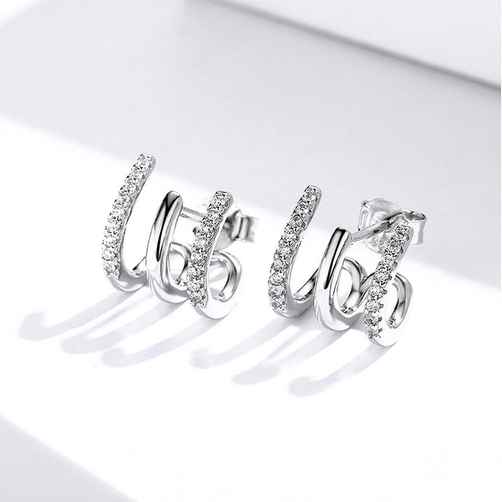 Three-layer silver earrings – Practical Gifts — 1