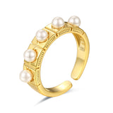 925 Sterling Silver Golden Checkered Pearl Ring – Surprise Gifts — 1
