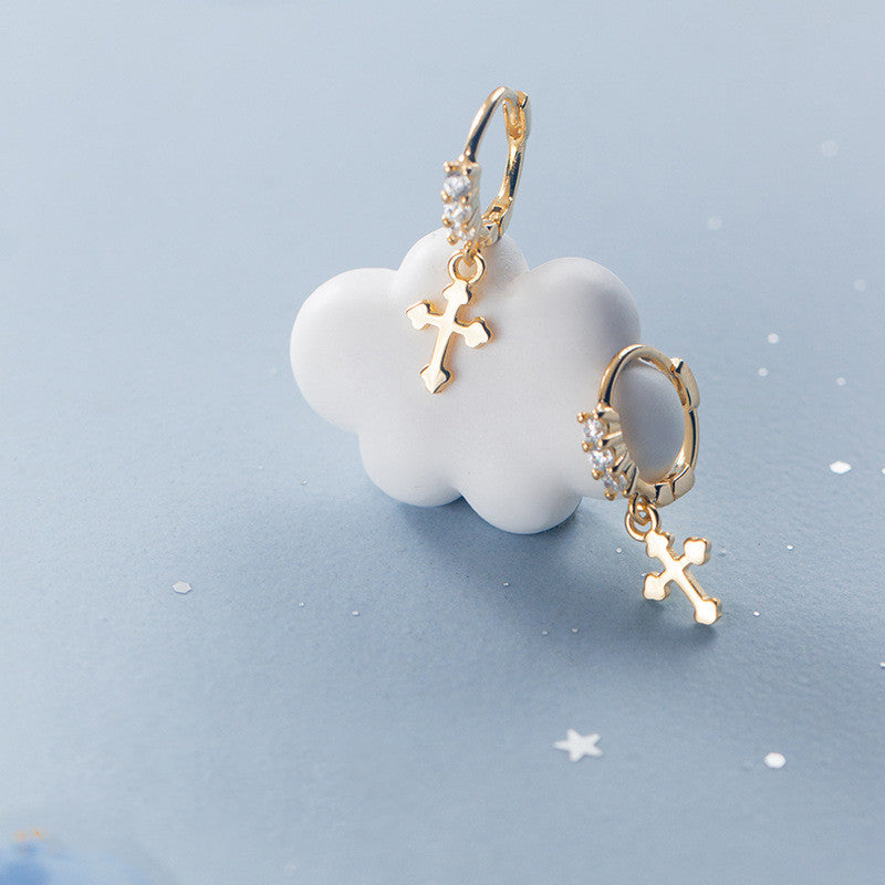 Temperament Sweet And Glossy Cross Earring – Jewelry Gift Ideas — 1
