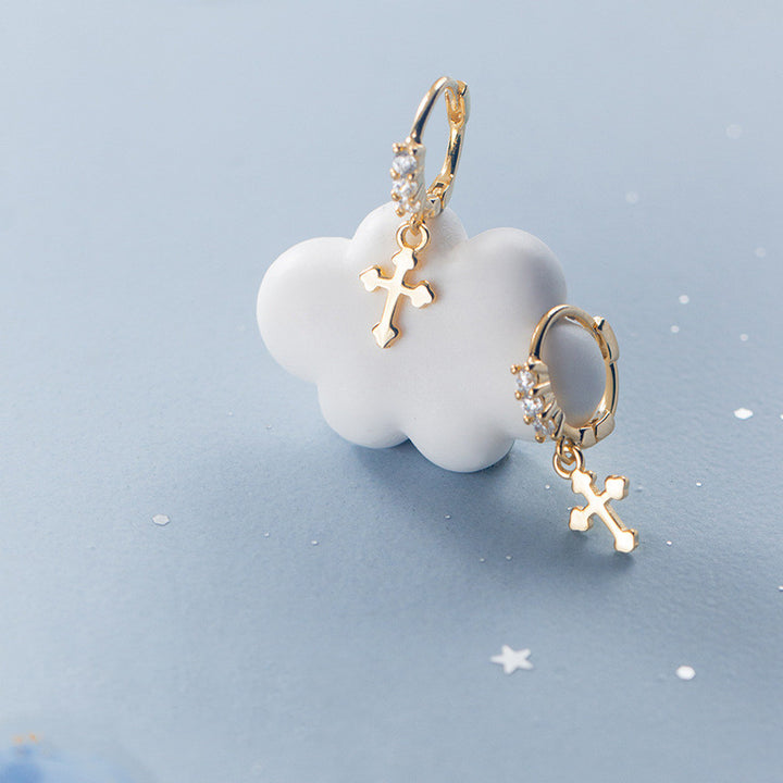 Temperament Sweet And Glossy Cross Earring – Jewelry Gift Ideas — 1