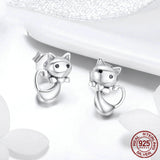 Cat Earrings S925 Sterling Silver Simple Personality – Cat Lover Gifts — 5