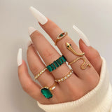 Women's Fashion Geometric With Green Rhinestone Ring – Stylish Gifts — 3