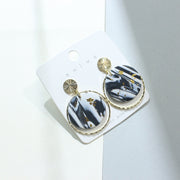 Women's Geometric Clay Black Gold Foil Earrings – Gifts for Her — 4