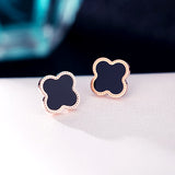 Simple Titanium Steel Four Leaf Clover Earrings For Girls – Gift Ideas — 4