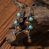 Turquoise Inlaid Tassel Long Delicate Earrings – Small Gift Ideas — 6