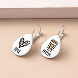 Funny Love Coffee Doodle Glass Dangle Earrings – Gifts for Her — 1