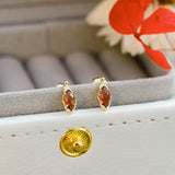 S925 Silver Plated 14K Gold Garnet Earrings – Small Gift Ideas — 7