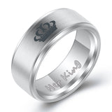 Her King His Queen Titanium Steel Couple Ring – Gifts for Couples — 7