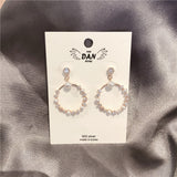 Circle Silver Needle Zircon Pearl Earrings Personality – Stylish Gifts — 1