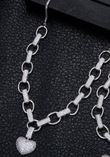 Micro Inlaid Heart-Shaped Necklace And Bracelet – Jewelry Gift Ideas — 4
