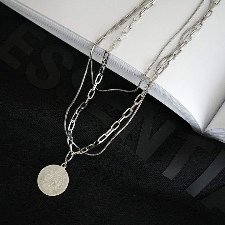 Human Head Coin Necklace Niche Design Sense – Jewelry Gift Ideas — 1