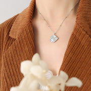 Small Retro Peach Heart White Sea Moon Necklace – Jewelry Gift Ideas — 5