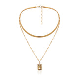 Ladies Square Gem Simple Double Necklace – Jewelry Gift Ideas — 6