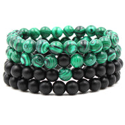 Classic Black Matte Green Malachite Bracelets – Jewelry Gift Ideas — 1