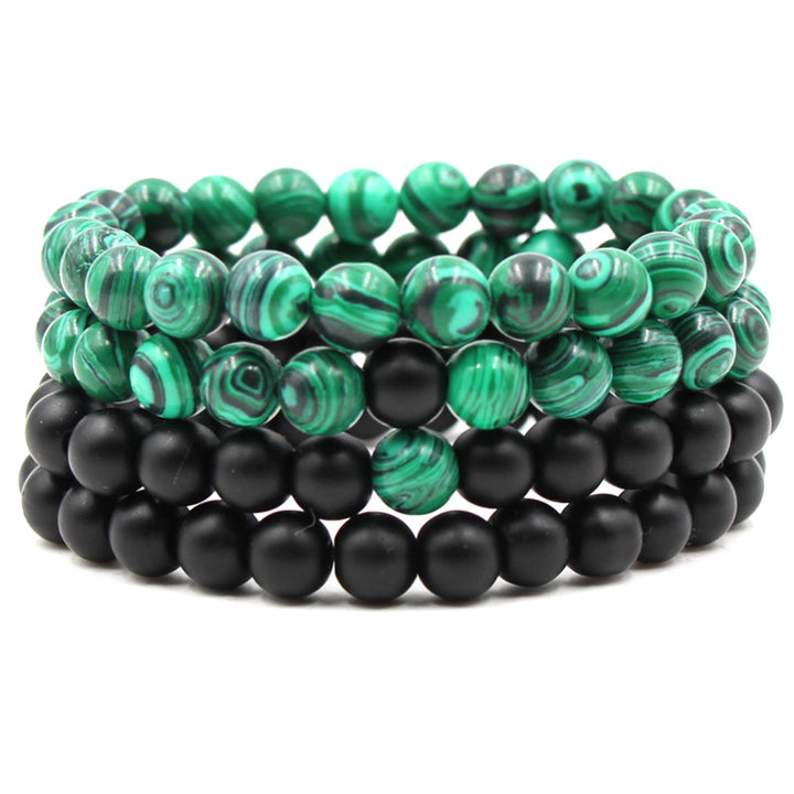 Classic Black Matte Green Malachite Bracelets – Jewelry Gift Ideas — 1