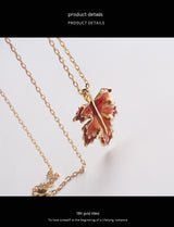 Maple Leaf Enamel Drip Glazed Long Necklace – Jewelry Gift Ideas — 4