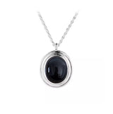 S925 Sterling Silver Oval Black Agate Necklace – Jewelry Gift Ideas — 7