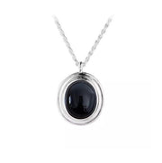 S925 Sterling Silver Oval Black Agate Necklace – Jewelry Gift Ideas — 7