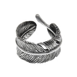 S925 Sterling Silver Feather Ring Creative Personality – Stylish Gifts — 2