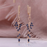 Sapphire Blue Zircon Leaf Earrings – Birthday Gifts — 5