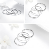 3pc 925 Silver Simple Rings Set – Meaningful Gifts — 3