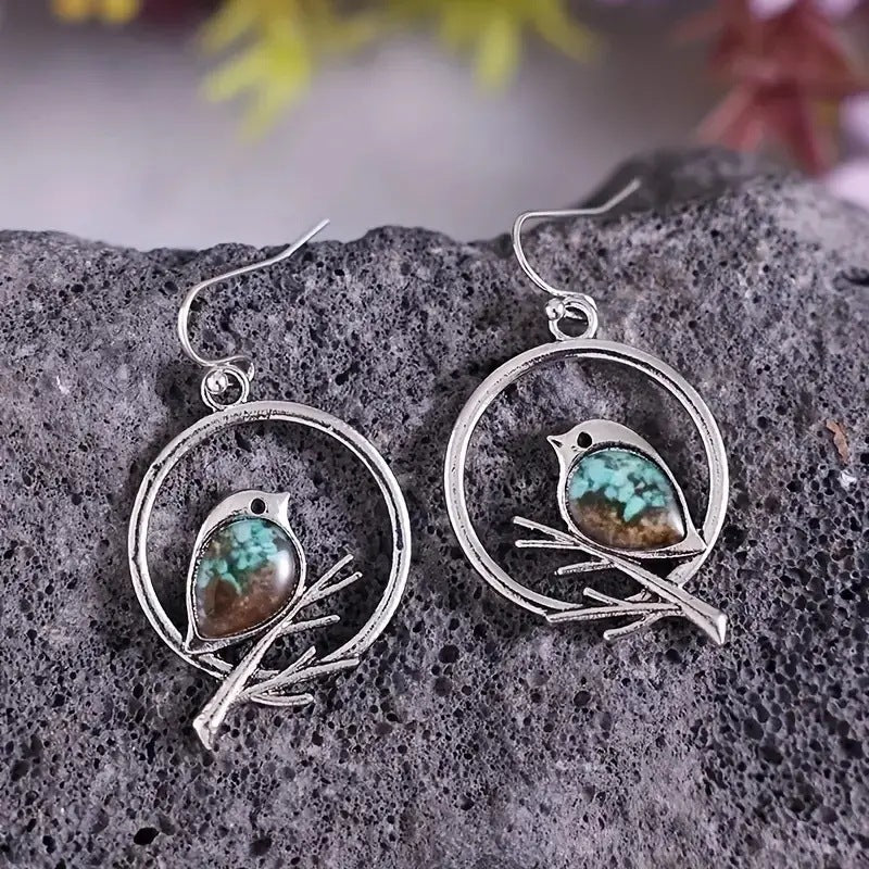 Round Aerial Bird Group Pendant Earrings – Jewelry Gift Ideas — 1