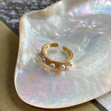 925 Sterling Silver Golden Checkered Pearl Ring – Surprise Gifts — 3