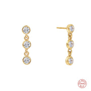 Sterling Silver Simple Three Diamond Ear Stud – Jewelry Gift Ideas — 3