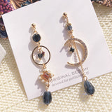 Women's Blue Waterdrop Charm Long Asymmetric – Gifts for Her — 3