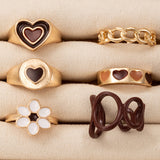 Jewelry Brown Love Oil Drip Ring Set Of Six – Jewelry Gift Ideas — 5
