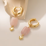 Personalized Natural Stone Heart Earrings Versatile – Thoughtful Gifts — 4