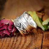 Wide Version Vintage Rotating Rose Ring Decompression – Surprise Gifts — 3