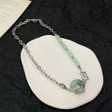 Jade Splice Zircon Titanium Steel Necklace Girl – Jewelry Gift Ideas — 2