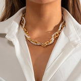Crossed Artificial Pearl Cross Chain Necklace – Jewelry Gift Ideas — 2