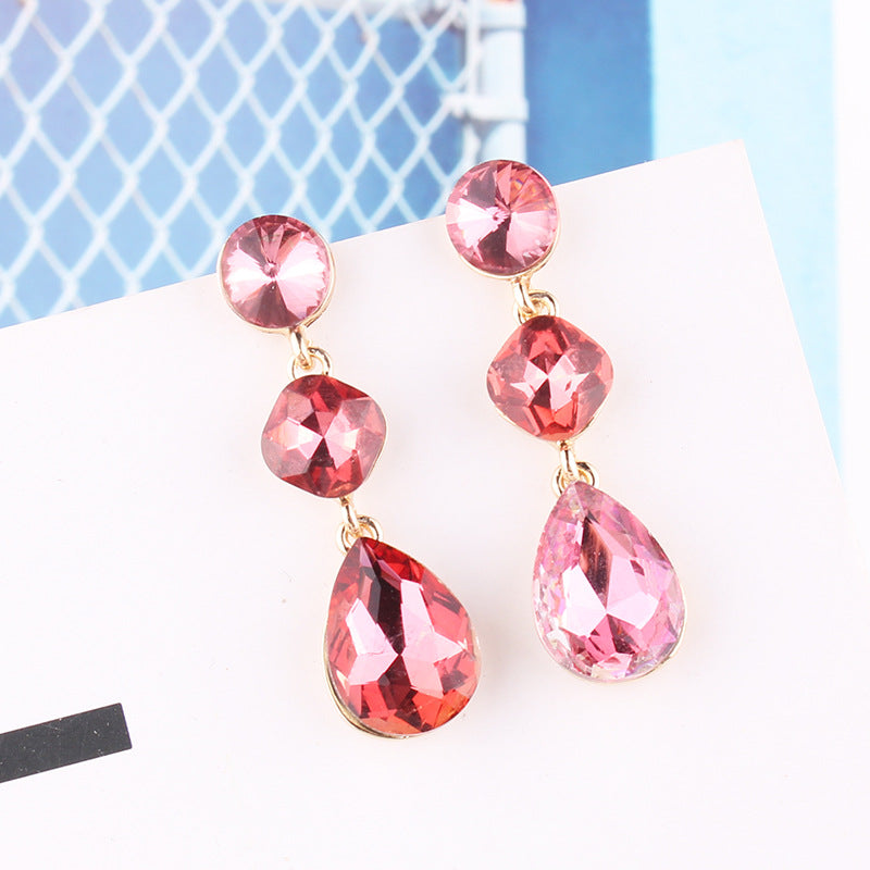 Women's Drop Shape Glass Gemstone Earrings – Gifts for Her — 1